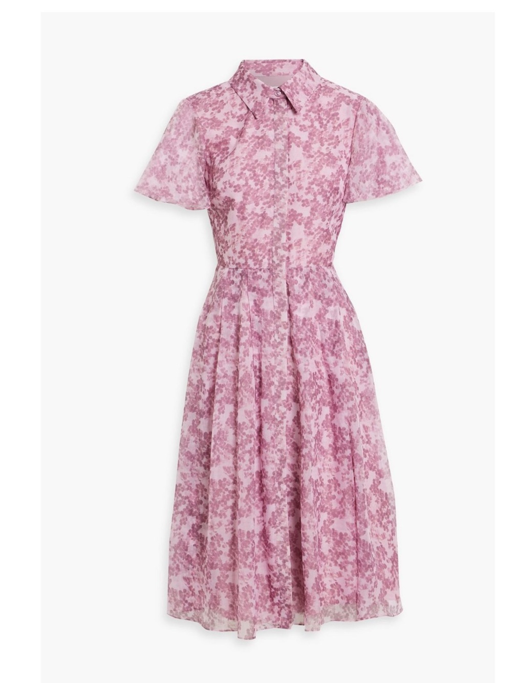NWT Mikael Aghal Pink Floral Pleated Chiffon Midi Dress size 8 M Zimmerman
